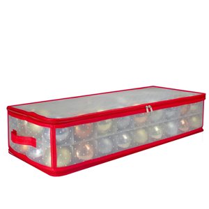 Northlight 29-In Transparent/Red Zip Up Christmas Storage Box for 80 Ornaments
