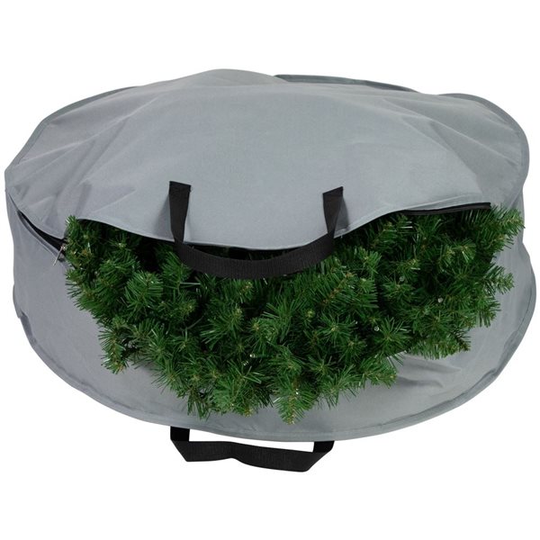 Northlight 36-In Gray and Black Multi-Seasonal Wreath Storage Bag