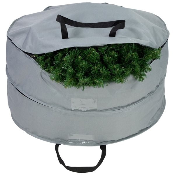 Northlight 30-In Grey Multi-Seasonal Double Wreath Storage Bag