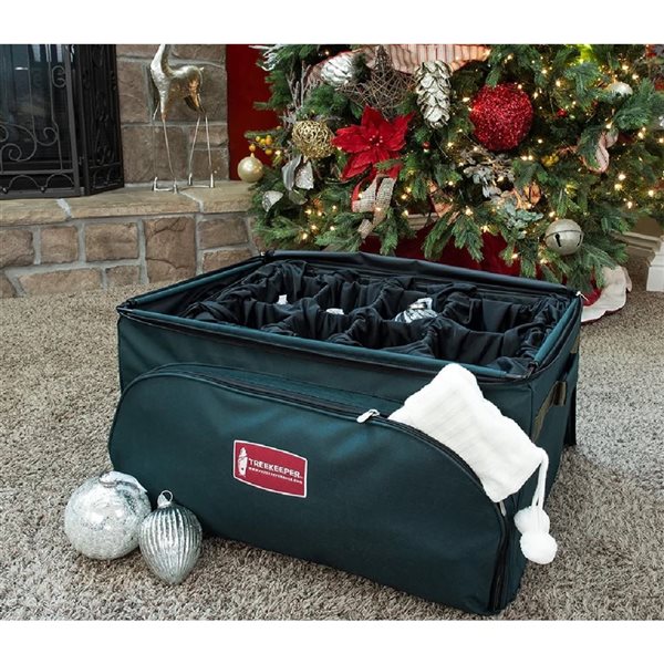 Clear Ornament Storage Box with Adjustable Dividers
