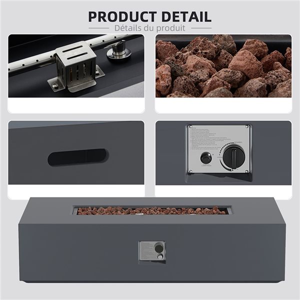 UPHA 8-Piece Patio Conversation Set with 56-In Iron Fire Pit Table and Polyester Navy Blue Cushions