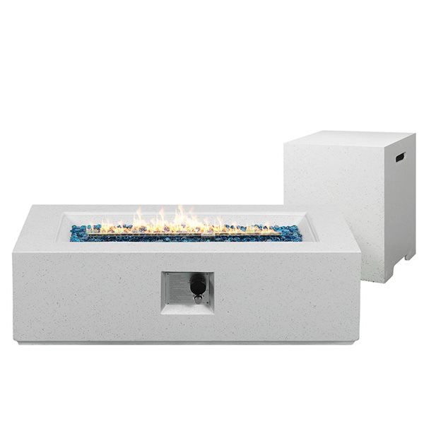 UPHA 42-In 50000-BTU Beige Rectangle Outdoor Propane Fire Pit Table