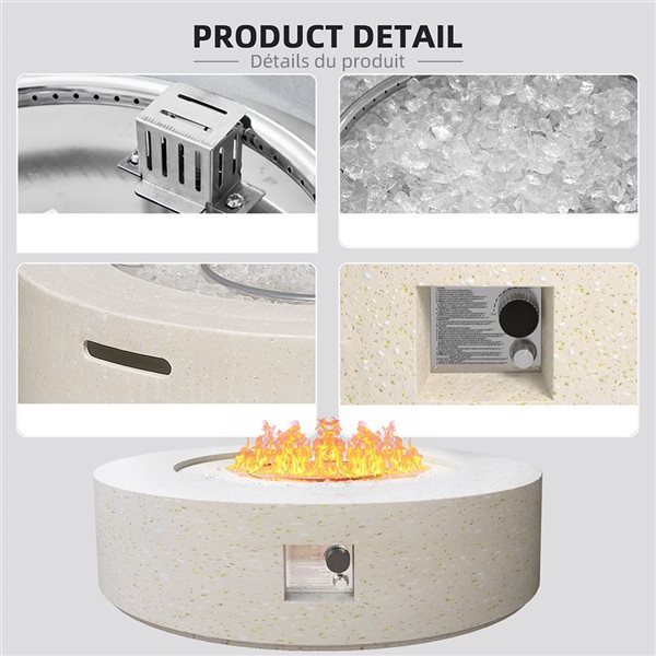 UPHA 8-Piece Patio Conversation Set with 42-In Propane Fire Pit Table with Navy Blue Cushions