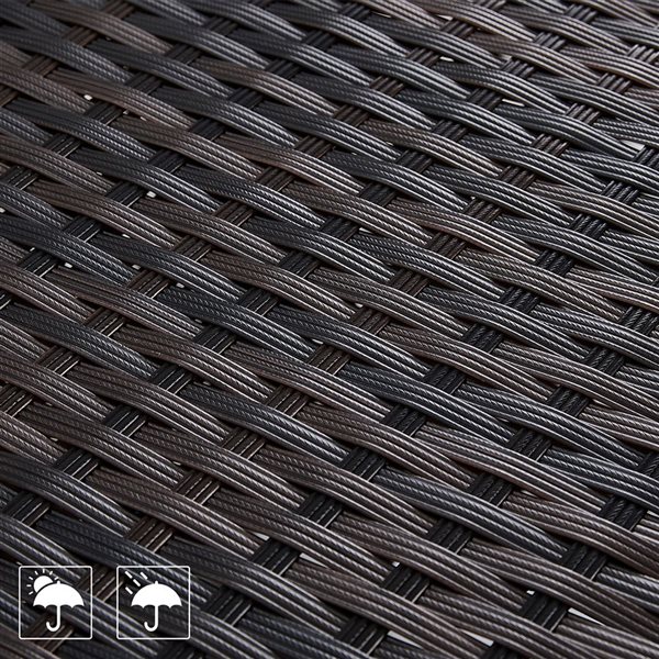 UPHA 8-Piece Wicker Patio Sofa Set with 28-In Propane Fire Pit Table and Navy Blue Polyester Cushions