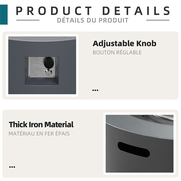 UPHA 28-In 40000-BTU Dark Grey Round Outdoor Propane Gas Fire Pit Table