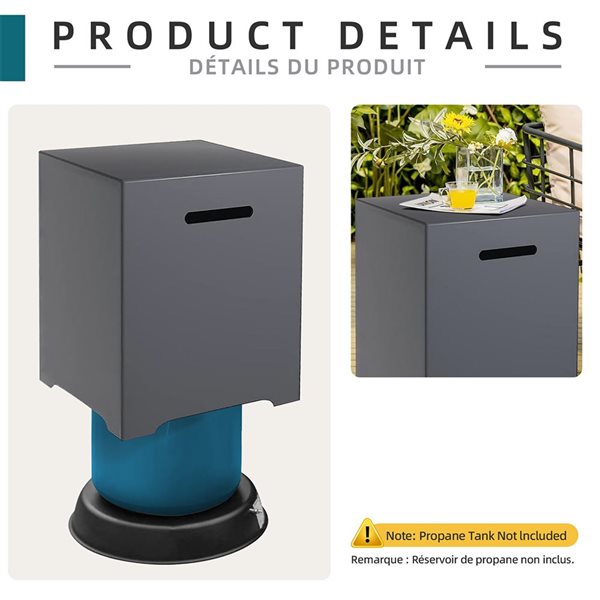 UPHA 28-In 40000-BTU Dark Grey Round Outdoor Propane Gas Fire Pit Table