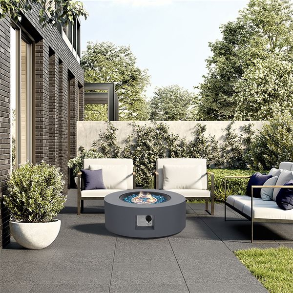 UPHA 28-In 40000-BTU Dark Grey Round Outdoor Propane Gas Fire Pit Table