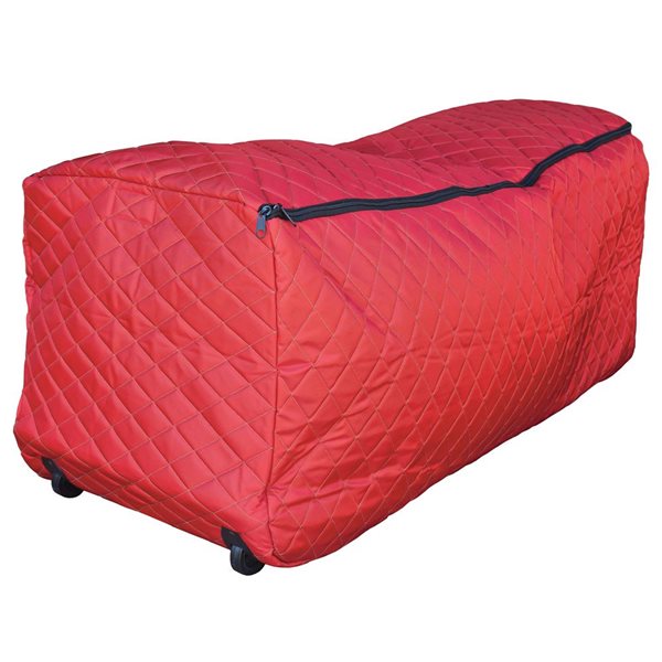 Northlight Rolling Christmas Tree Bag 6 to 9-ft Red Quilted 25.5 x 25.5 x 51-in