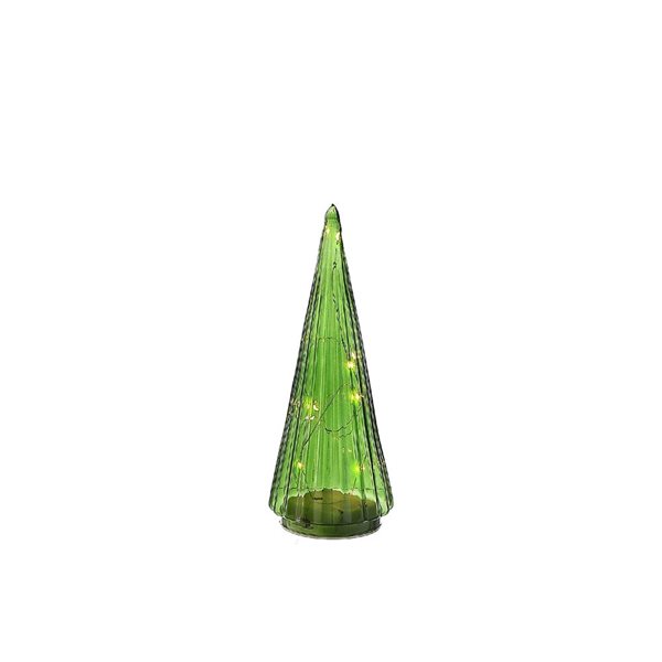 IH Casa Decor Green Glass Lighted Christmas Tree Decoration XMJR1010S