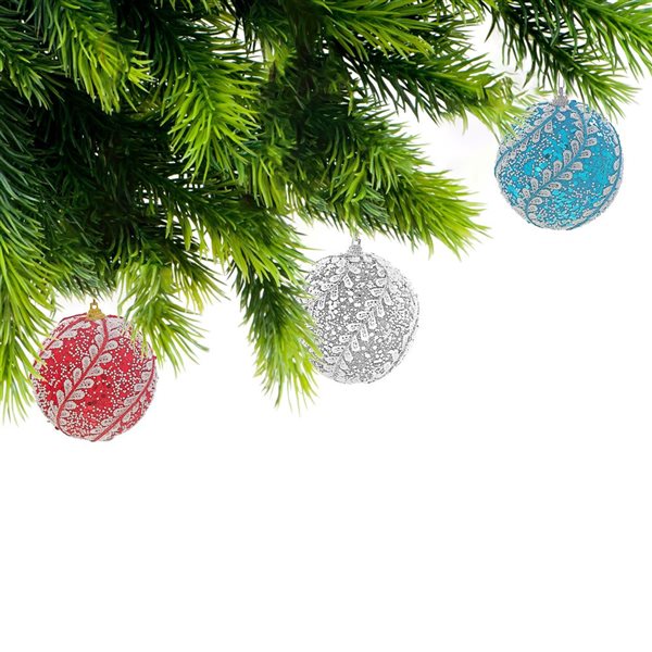iH casadécor Multicolour Lacy Plastic Christmas Balls 12/Pack