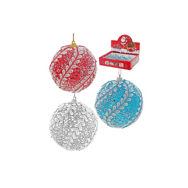 iH casadécor Multicolour Lacy Plastic Christmas Balls 12/Pack