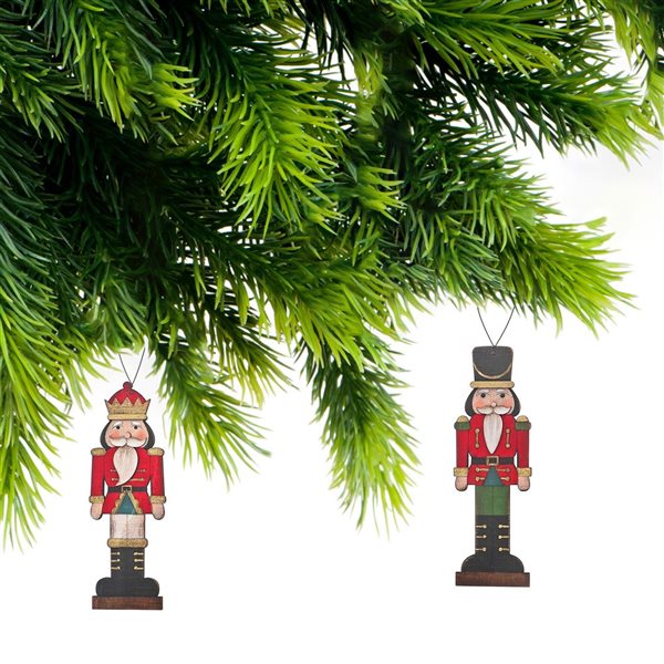 iH casadécor Nutcracker Wood Ornaments 2/Pack