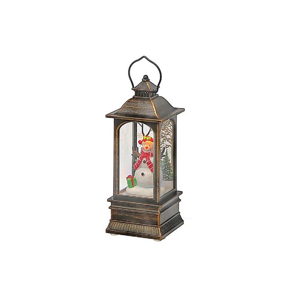 iH casadécor 2 x 2 x 5,15-in Plastic LED-Lighted Lantern with Snowman