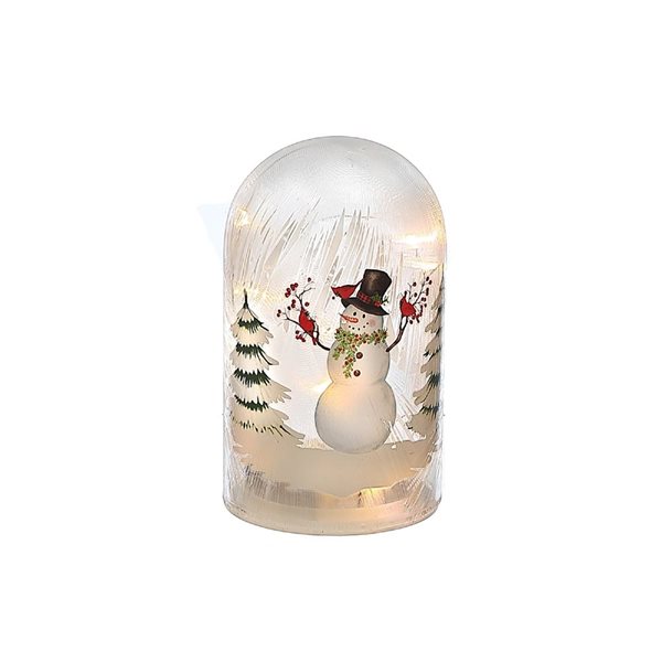 iH casadécor 6.3-in Christmas LED Glass Dome Snowman Scenery