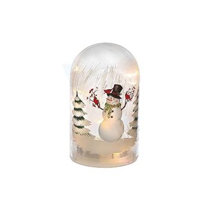 IH Casa Decor 6.3-in Christmas LED Glass Dome Snowman Scenery