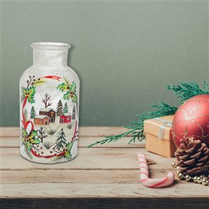 Centre de table floral de Noël avec porte bougie, Holiday Living, 25 po,  vert C63965