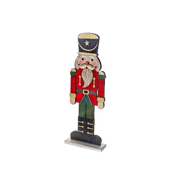 iH casadécor 17.3-in H Wooden Black Top Hat Nutcrackers on Stand - 2/Pk