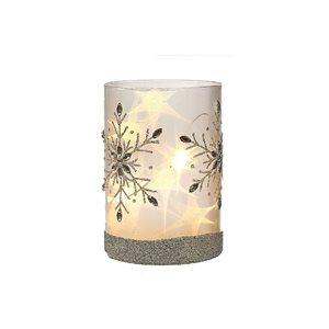 IH Casa Decor 5-in H Golden Cylindrical Glass LED Snowflake Table Lantern