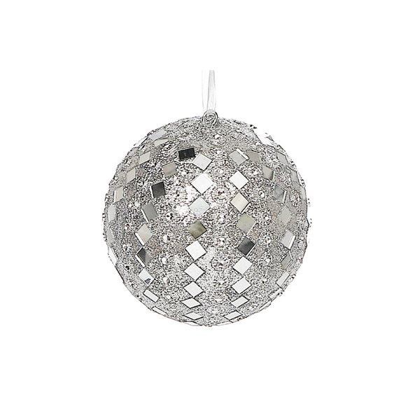 iH casadécor 4-in dia Silver Diamond Christmas Ball - 2/Pk