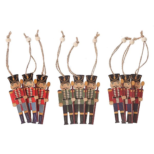 iH casadécor 7 H x 4-in W Multicoloured Christmas Wooden Nutcracker Ornaments - 9/Pk