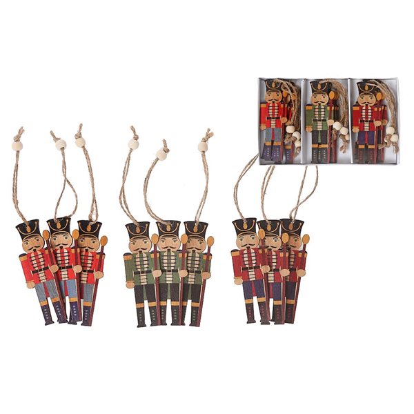 iH casadécor 7 H x 4-in W Multicoloured Christmas Wooden Nutcracker Ornaments - 9/Pk