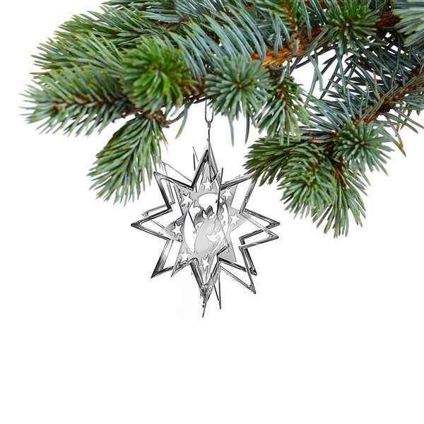 iH casadécor 4.75-in Silver Metal Star with Spinning Angel Ornament - 12/Pk