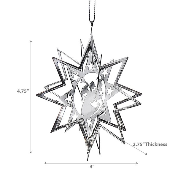 iH casadécor 4.75-in Silver Metal Star with Spinning Angel Ornament - 12/Pk