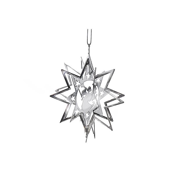 iH casadécor 4.75-in Silver Metal Star with Spinning Angel Ornament - 12/Pk