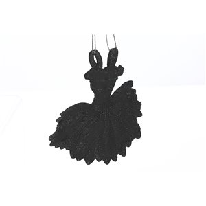 IH Casa Decor 4-in H Christmas Black Glitter Dress Ornaments - Set of 12