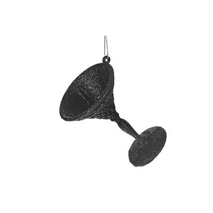 IH Casa Decor 3.55-in H Christmas Black Glitter Cocktail Glass Ornaments - Set of 12