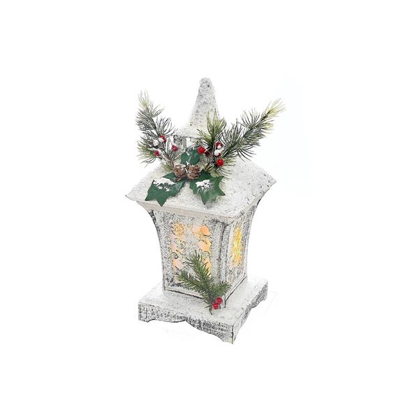 iH casadécor 16-in Christmas LED Snow Covered Lantern