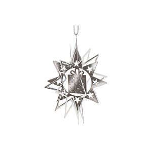 IH Casa Decor Christmas Spinning Silver Star and Present Metal Ornaments - Set of 12