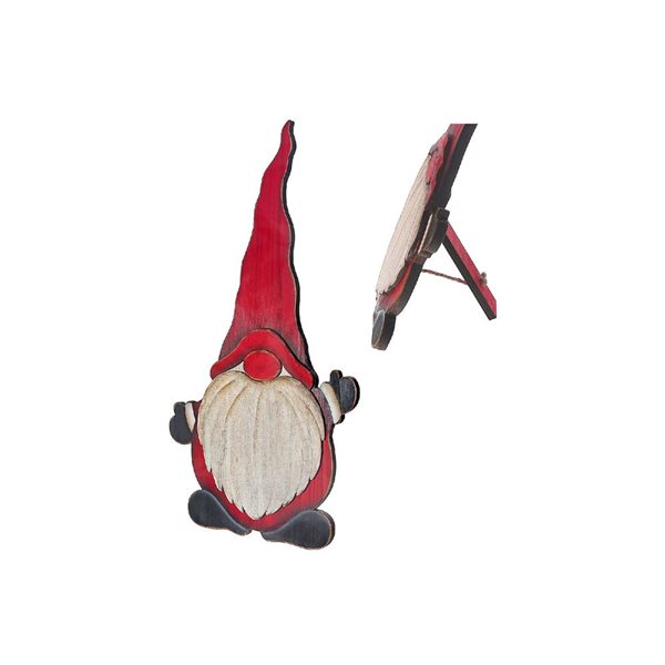 iH casadécor 6.7 x 1 x 12.6-in Red Wood Waving Gnome on Stand