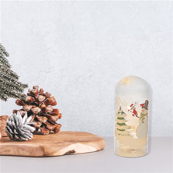 iH casadécor 8.25-in Glass LED Dome Snowman
