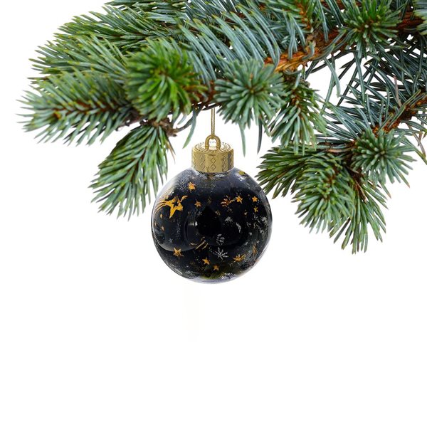iH casadécor 3.15-in dia Black and Gold Plastic Christmas Ornament Assortment - 12/Pack