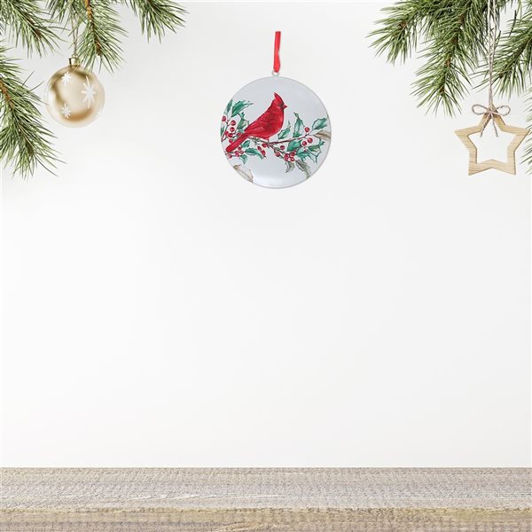 iH casadécor 6-in Metal Cardinal Christmas Balls - Set of 2