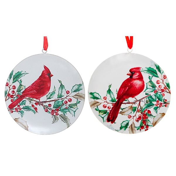iH casadécor 6-in Metal Cardinal Christmas Balls - Set of 2