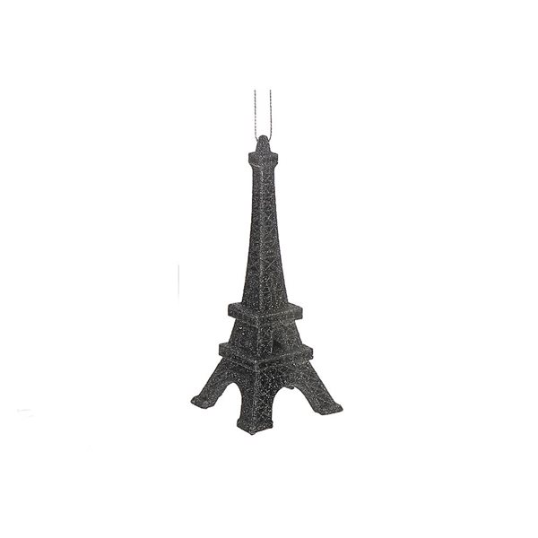 Ornements brillants de Noël IH Casa Decor noirs à tour Eiffel 6,7 po, jeu  de 12