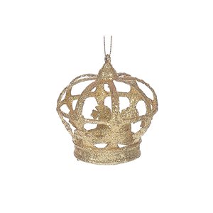 IH Casa Decor 3.55-in H. Christmas Gold Glitter Crown Ornaments - Set of 12