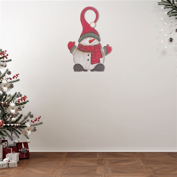 IH Casa Decor 15.6-in H Christmas Wooden Snowman Door Decoration XM ...