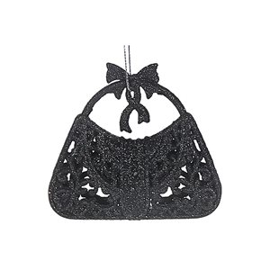 IH Casa Decor 4-in H Christmas Black Glitter Purse Ornaments - Set of 12
