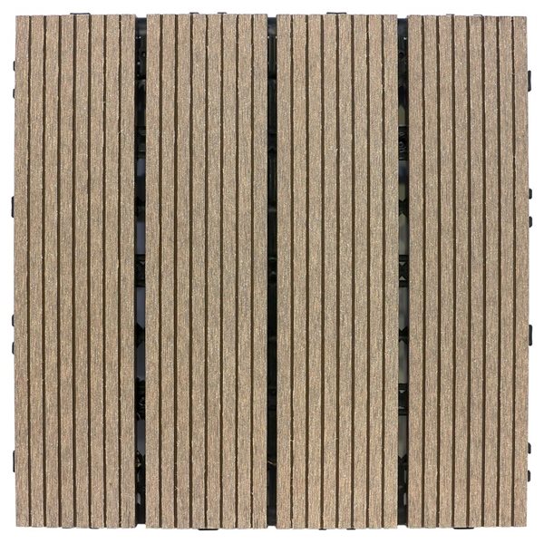 everhome 12 x 12-in Pecan Composite Deck Tiles - 12/Pk