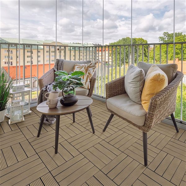 everhome 12 x 12-in Pecan Composite Deck Tiles - 12/Pk