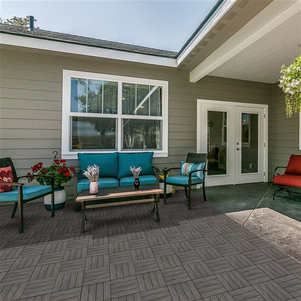 everhome 12 x 12-in Twilight Co-Extruded Composite Deck Tiles - 12/Pk