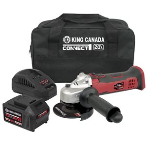 Meuleuse d'angle King Canada 20 V Max à ion de lithium sans fil 4 1/2 po avec batterie