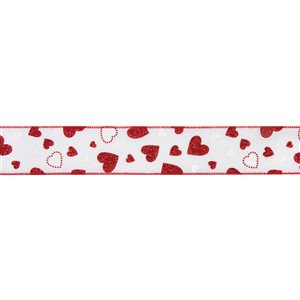 Northlight 2.5-in x 32.8-ft Red and White Polyester Valentine's Day Decorative Ribbon