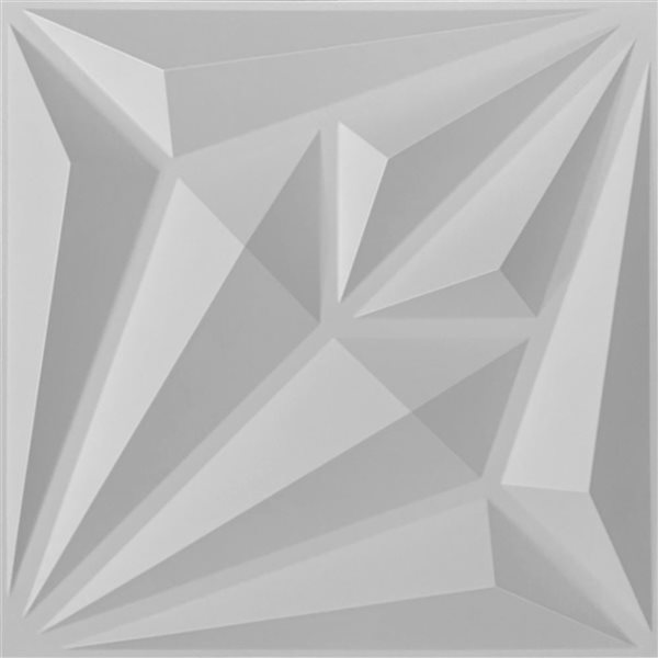 Dundee Deco Abstract Diamond PVC 3D Wall Panel White 1.6 ft X 1.6 ft, 13.5 sq. ft. 5/pk