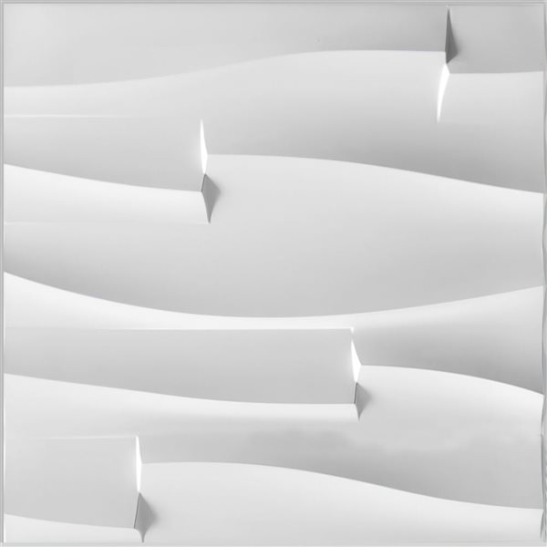 Dundee Deco Abstract Stripes PVC 3D Wall Panel White 1.6 ft X 1.6 ft, 2.7 sq. ft. each