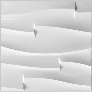 Dundee Deco Abstract Stripes PVC 3D Wall Panel White 1.6 ft X 1.6 ft, 2.7 sq. ft. each