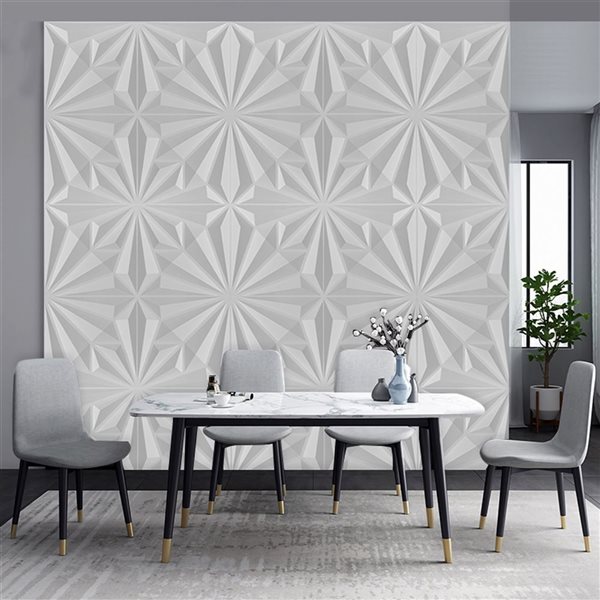 Dundee Deco Abstract Diamond PVC 3D Wall Panel White 1.6 ft X 1.6 ft, 2.7 sq. ft. each